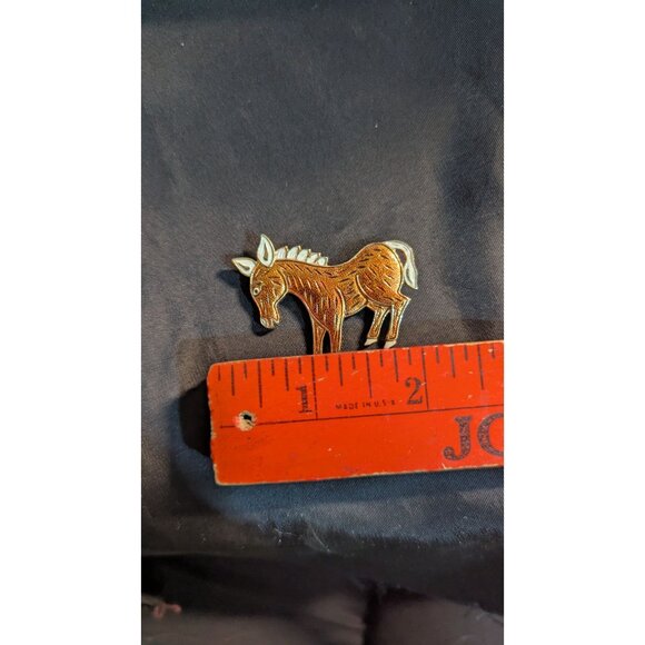 Vintage Warner Enamel Donkey Pin Brooch Animal Jewelry Gold-Tone - Picture 7 of 7
